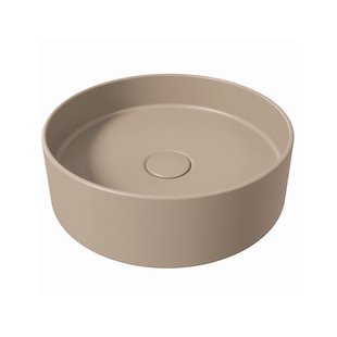 Opbouw Waskom Salenzi Hide Circle 40x12 cm Mat Taupe (inclusief bijpassende afvoerplug)