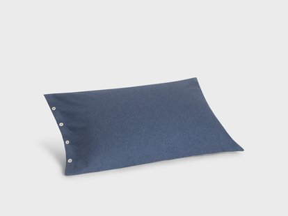 Yumeko Kussensloop flanel denim blue 50x70 100% biologisch katoen, flanel (licht geborsteld)