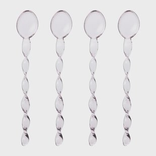 Theelepels roze - glas - set van 4