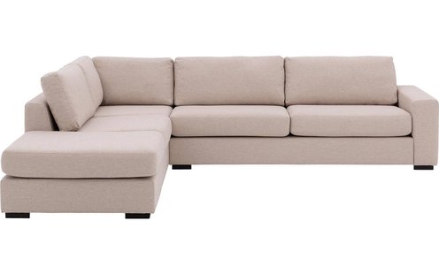 Goossens Bank Lucca wit, stof, 3-zits, stijlvol landelijk met ligelement links