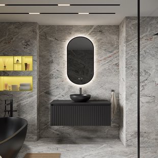 Badkamermeubelset BWS Linea | 100 cm | Mat Zwart