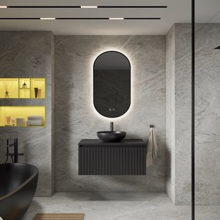 Badkamermeubelset BWS Linea | 80 cm | Mat Zwart