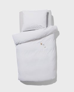 HEMA Dekbedovertrek 140x200/220cm zacht katoen structuur stip (wit)