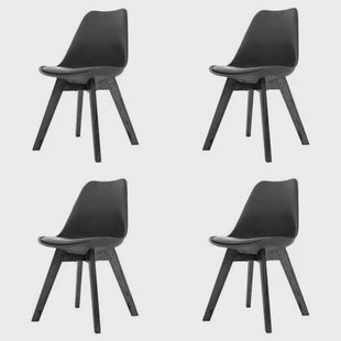 Essence Madera eetkamerstoel zwart - Zwart onderstel - Set van 4