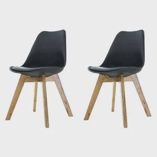 Essence Madera eetkamerstoel zwart - Houten onderstel - Set van 2