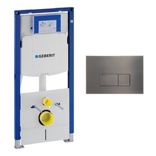 Geberit Duofix Inbouwreservoir UP320 met QeramiQ metal bedieningsplaat - wand 112cm - rechthoekige knoppen - metaal gunmetal SW706199 SW1242378