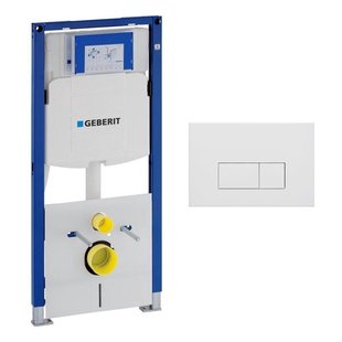 Geberit Duofix Inbouwreservoir UP320 met QeramiQ metal bedieningsplaat - wand 112cm - rechthoekige knoppen - metaal wit mat SW706191 SW1242378