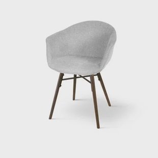 Nolon Nena-Otis Eetkamerstoel Lichtgrijs - met Armleuning - Walnoot