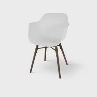 Nolon Nena-Puk Eetkamerstoel Wit - Armleuning - Walnoot Onderstel