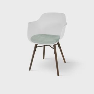 Nolon Nena-Liz Eetkamerstoel Wit - Zacht Groen Kussen - Walnoot