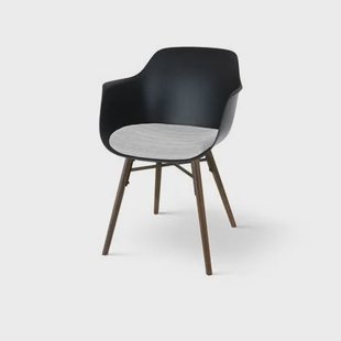 Nolon Nena-Liz Eetkamerstoel Zwart - Lichtgrijs Kussen - Walnoot