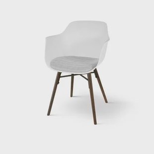 Nolon Nena-Liz Eetkamerstoel Wit - Lichtgrijs Kussen - Walnoot