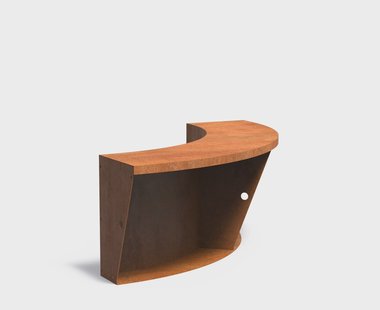 Keerwand cortenstaal binnenbocht 100x100x60cm. brede bovenrand