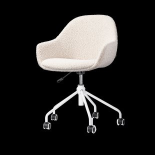 Nout-Mae bureaustoel bouclé beige - wit onderstel