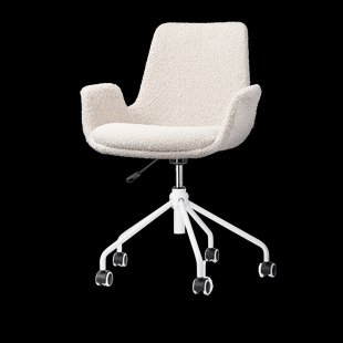 Nout-Eef bureaustoel bouclé beige - wit onderstel