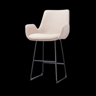 Nino-Eef barkruk beige - zwart onderstel - 65 cm