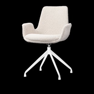 Nola-Eef draaibare eetkamerstoel bouclé beige - wit onderstel