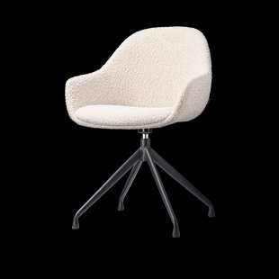 Nola-Mae draaibare eetkamerstoel bouclé beige - zwart onderstel