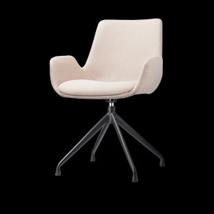 Nola-Eef draaibare eetkamerstoel beige - zwart onderstel