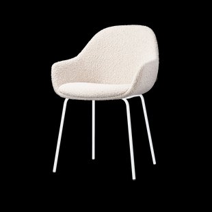 Nora-Mae eetkamerstoel bouclé beige - wit onderstel