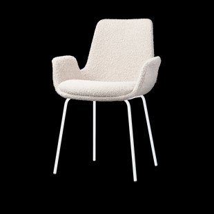 Nora-Eef eetkamerstoel bouclé beige - wit onderstel