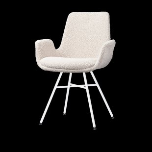 Noa-Eef eetkamerstoel bouclé beige - wit onderstel