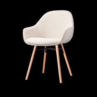 Nena-Mae eetkamerstoel bouclé beige - houten onderstel