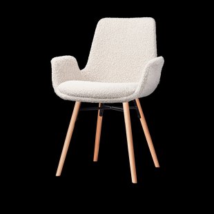 Nena-Eef eetkamerstoel bouclé beige - houten onderstel