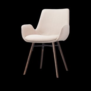 Nena-Eef eetkamerstoel beige - walnoot houten onderstel