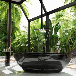 Vrijstaand Ligbad Mondiaz Cristal Resin 180x85 cm Black