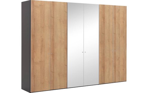 Goossens Kledingkast Easy Storage Ddk, Kledingkast 304 cm breed, 220 cm hoog, 4x draaideur en 2x spiegel draaideur midden