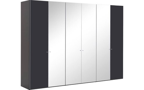 Goossens Kledingkast Easy Storage Ddk, Kledingkast 304 cm breed, 220 cm hoog, 2x draaideur en 4x spiegel draaideur midden