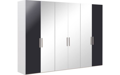 Goossens Kledingkast Easy Storage Ddk, Kledingkast 304 cm breed, 220 cm hoog, 2x draaideur en 4x spiegel draaideur midden
