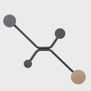 Hook wandkapstok rechte muur zwart