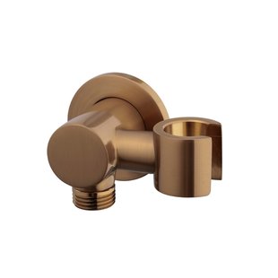 Wandaansluitbocht Wiesbaden Nala Met Kantelbare Handdouchehouder Rond 1/2 Geborsteld Brons Koper