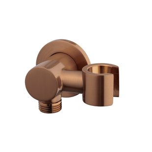 Wandaansluitbocht BWS Danielle Met Kantelbare Handdouchehouder Rond 1/2 Geborsteld Brons Koper