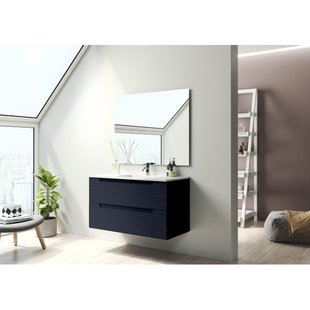 Adema Prime Balance Badkamermeubelset - 100x55x45cm - 1 ovale keramische wasbak wit - 1 kraangat - 2 lades - rechthoekige spiegel - mat marine blauw SW892626/SW718718/SW724612 Adema Prime Balance Badkamermeubelset - 100x55x45cm - 1 ovale keramische wasbak wit - 1 kraangat - 2 lades - rechthoekige spiegel - mat marine blauw SW892626/SW718718/SW724612