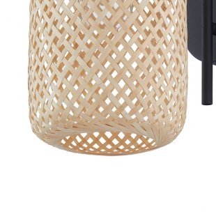 Lindby Venora wandlamp, hoogte 43 cm, zwart, hout, bamboe
