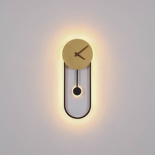 Globo LED wandlamp Sussy met klok, zwart/goud