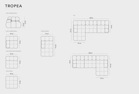Modulaire-4-zitshoekbank Tropea rechts velvet | Milo Casa