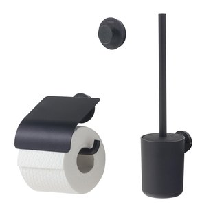 Tiger Urban Toiletaccessoireset Toiletborstel met houder Toiletrolhouder met klep Handdoekhaak Zwart 1316900701
