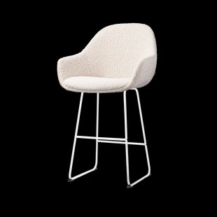 Nino-Mae barkruk bouclé beige - wit onderstel - 65 cm