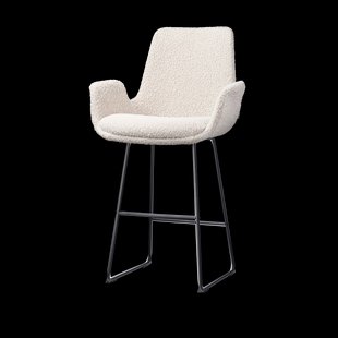 Nino-Eef barkruk bouclé beige - zwart onderstel - 65 cm