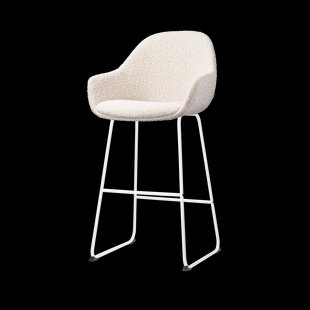 Nino-Mae barkruk bouclé beige - wit onderstel - 75 cm