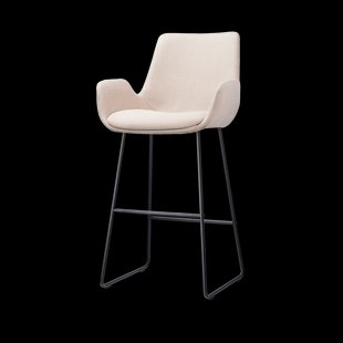 Nino-Eef barkruk beige - zwart onderstel - 75 cm