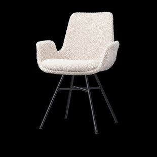 Noa-Eef eetkamerstoel bouclé beige - zwart onderstel