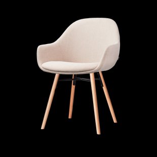 Nena-Mae eetkamerstoel beige - houten onderstel