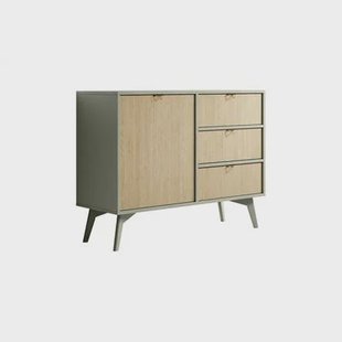 Meubella - Dressoir Essence - Groen - Licht eiken - 106 cm
