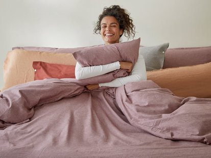 Yumeko Kussensloop flanel mauve chambray 100% biologisch katoen, flanel (licht geborsteld)