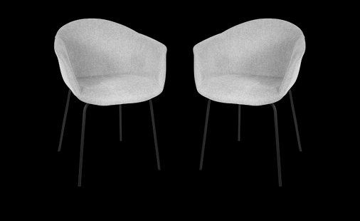 Nora-Otis eetkamerstoel lichtgrijs - zwart onderstel - set van 2